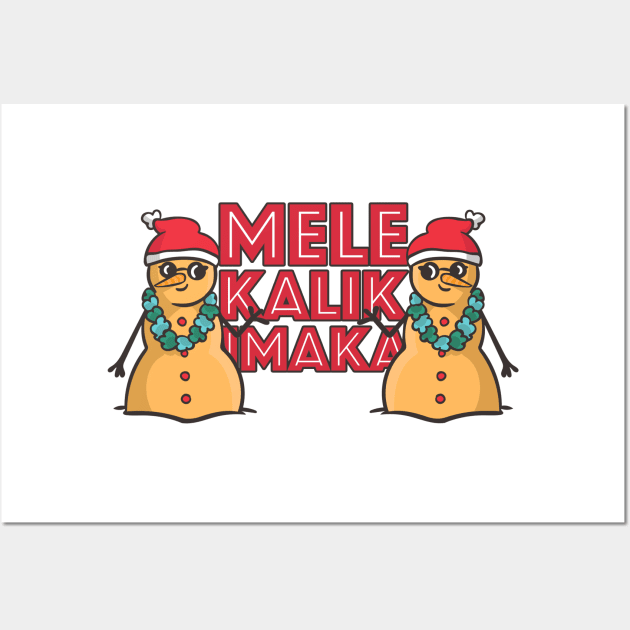 Mele Kalikimaka Sand Snowmen, Christmas in Hawaii Wall Art by countrysideflowerwalls